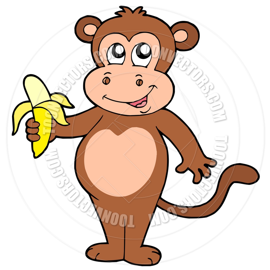 940x940 Cartoon Cute Monkey With Banana By Clairev Toon Vectors Eps