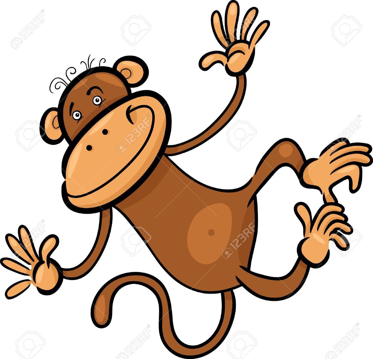1300x1253 Cartoon Humorous Illustration Of Cute Funny Monkey Royalty Free