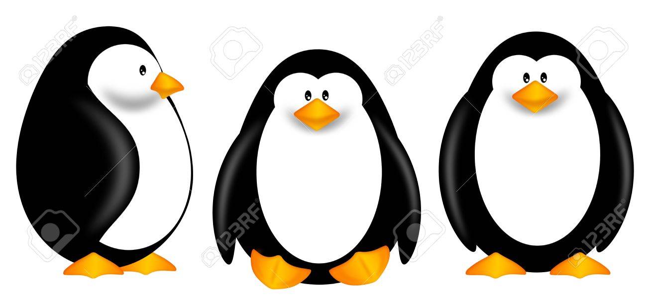 1300x600 Cute Cartoon Penguins Isolated On White Background Clipart