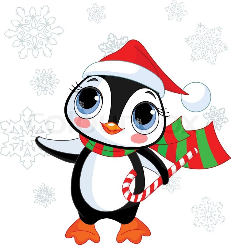 753x800 Cute Cartoon Penguin On Winter Background Stock Vector Colourbox