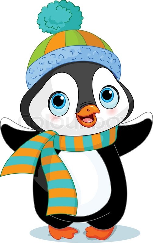 503x800 Cute Winter Penguin With Hat And Scarf Stock Vector Colourbox