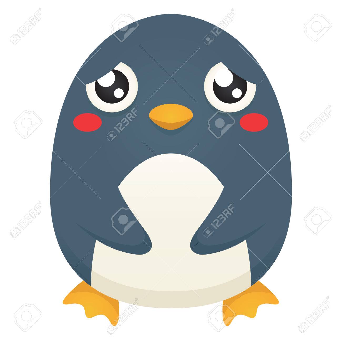 1300x1293 Illustration Of A Cute Cartoon Penguin With A Sad Expression
