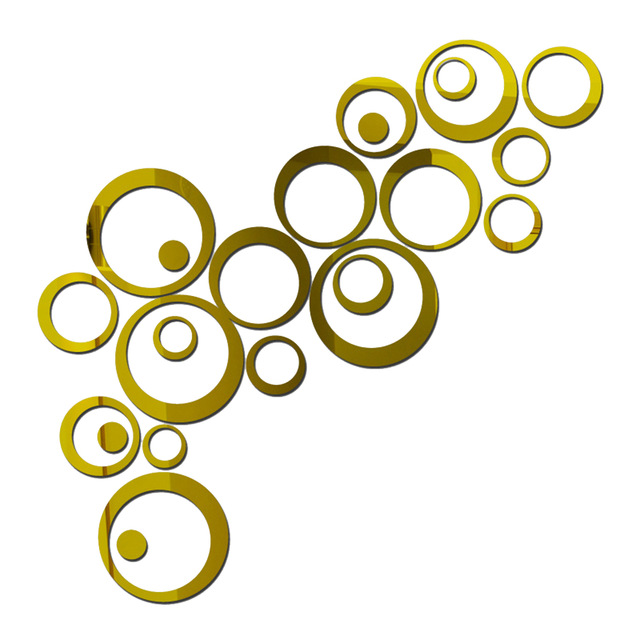 640x640 24pcs Acrylic Cute Silver Gold Diy Circle Mirror Wall Stickers