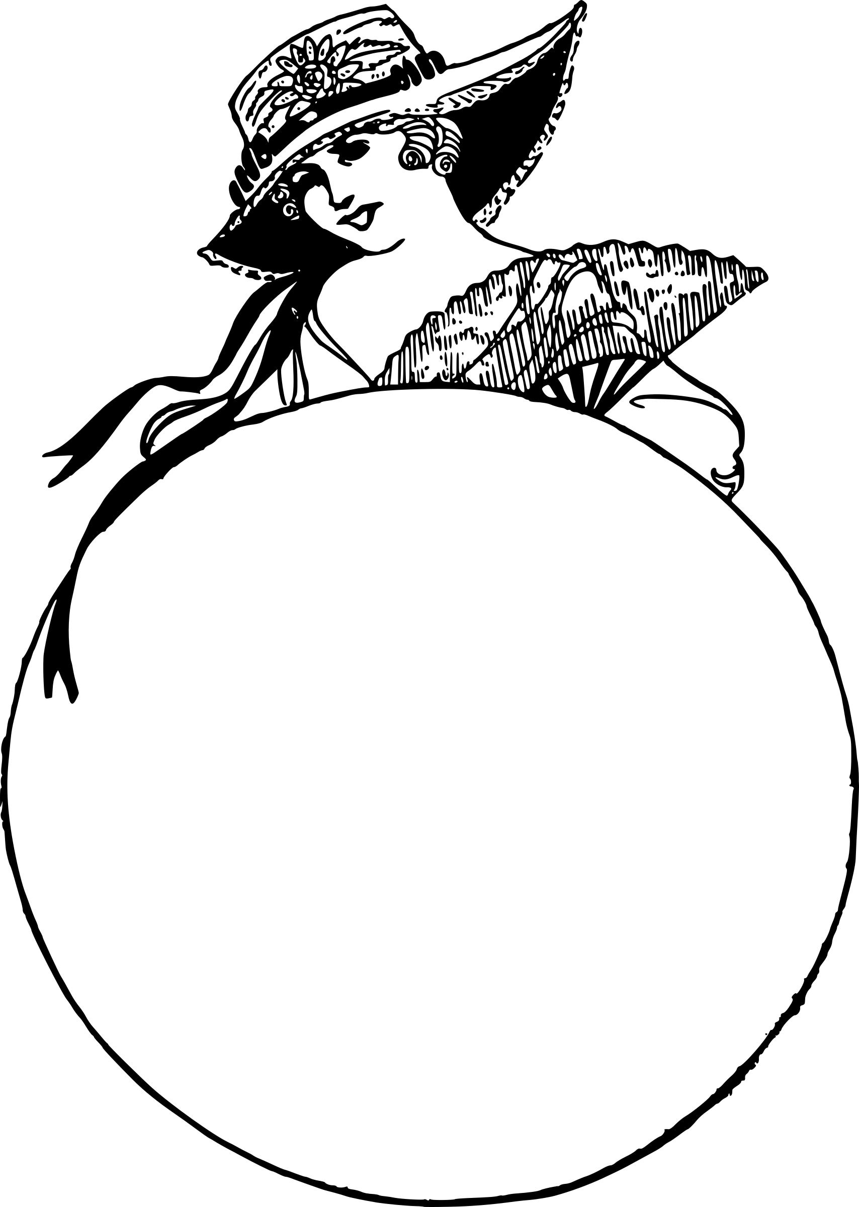 1708x2400 Cute Lady Circle Frame Icons Png