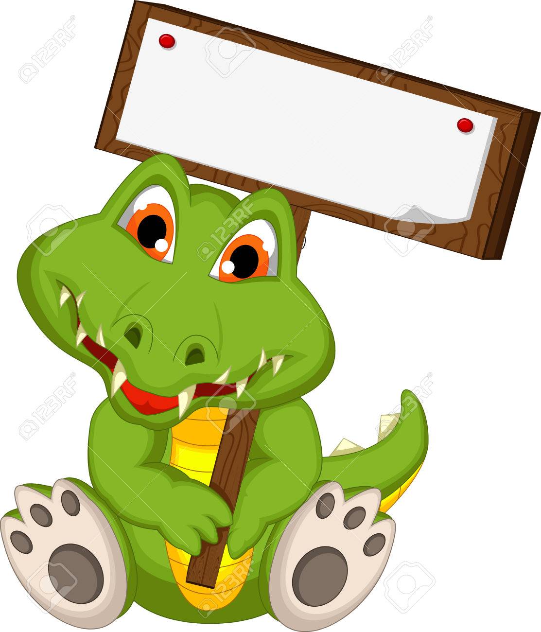 1113x1300 Cute Crocodile Cartoon Holding Blank Board Royalty Free Cliparts