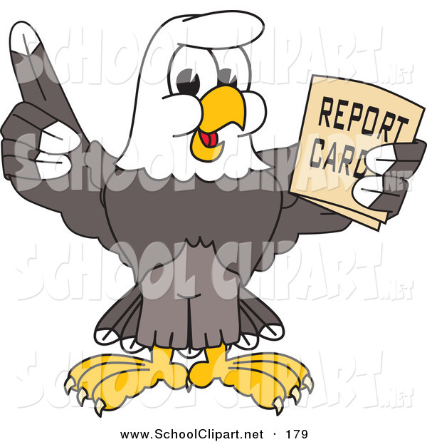 600x620 Clip Art Of A Cute Bald Eagle Character Holding A Report Card By