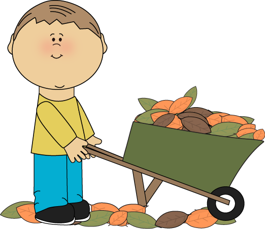 522x451 Boy With A Wheelbarrow Full Of Fall Leaves Clip Art