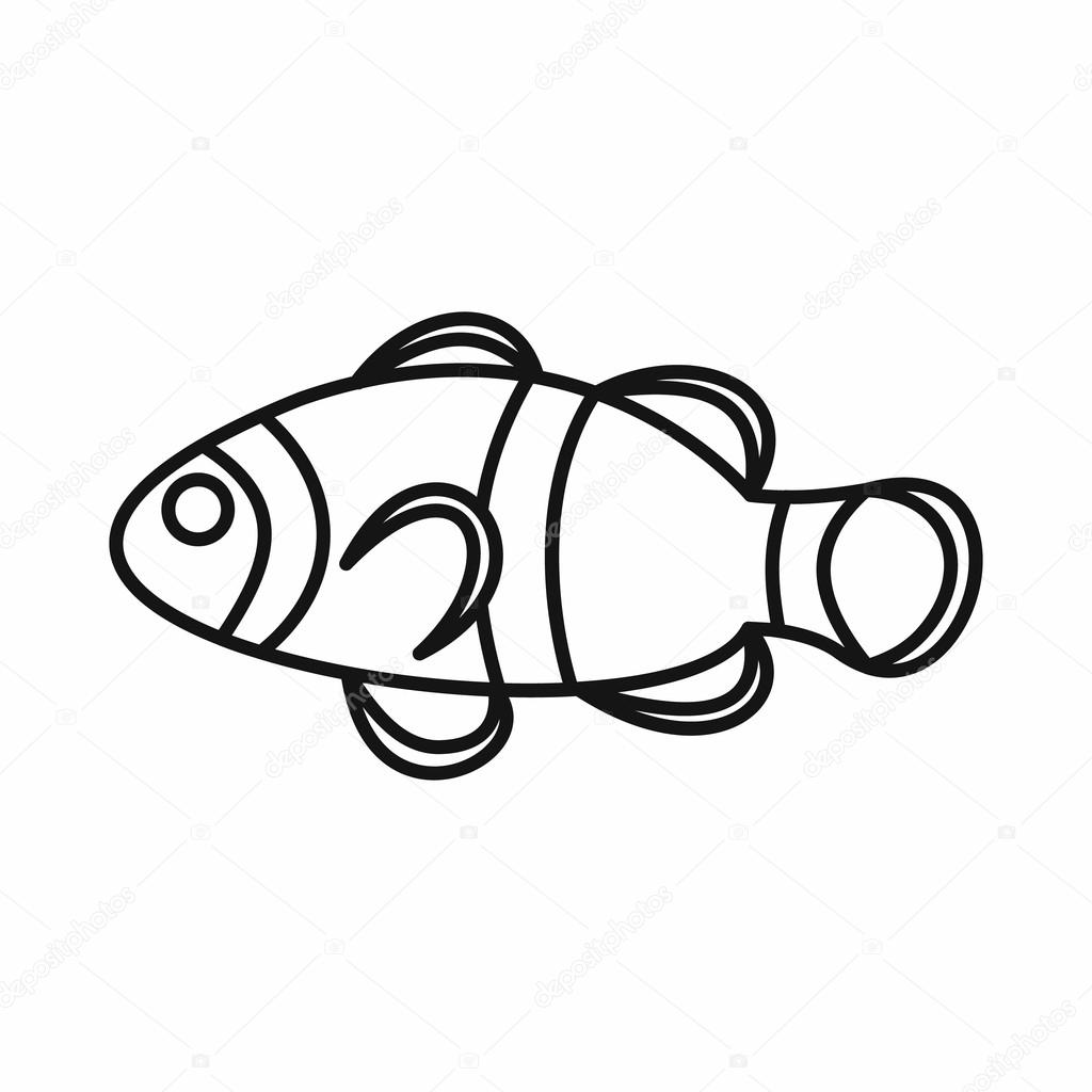 1024x1024 Cute Clown Fish Icon, Outline Style Stock Vector Ylivdesign