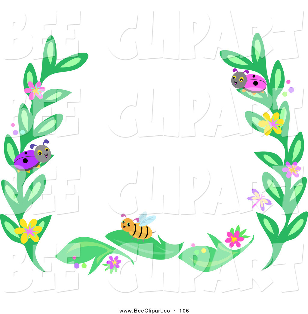 1024x1044 Vector Clip Art Of A Border Frame Of Leaves And Bugs On White By
