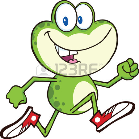 450x449 Cute Green Frog Cartoon Character Running With Sneakers