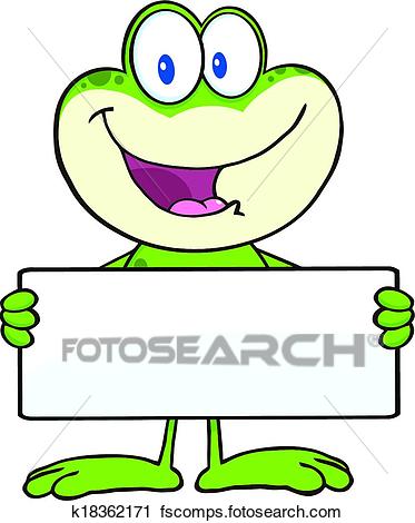 373x470 Clipart Of Cute Frog Holding A Banner K18362171