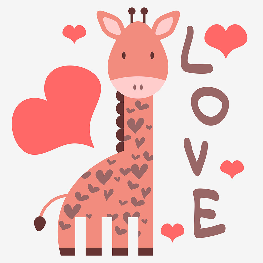1000x1000 Cute Giraffe Art