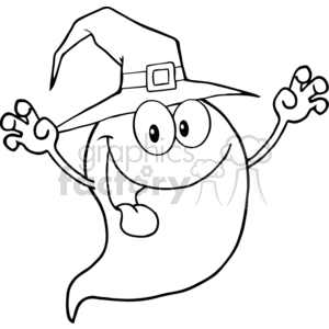 300x300 Royalty Free Black And White Cute Ghost 383621 Vector Clip Art