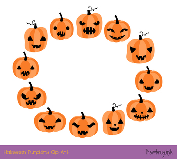 350x316 Halloween Pumpkins Clipart Set, Spooky Carved Pumpkin Face Jack O