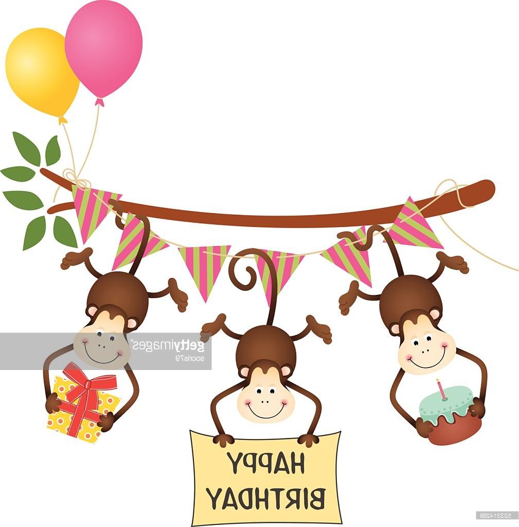 1009x1024 Hd Cute Three Monkeys Happy Birthday Vector File Free