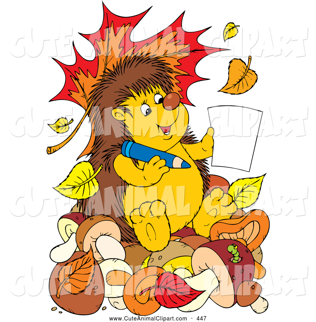 1024x1044 Vector Clip Art Of A Cute Artistic Hedgehog Sitting On Mushrooms