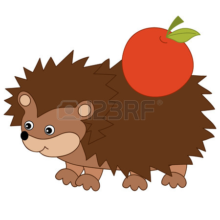 450x450 Vector Set Of Cute Cartoon Hedgehogs, Leaves, Berries, Apple