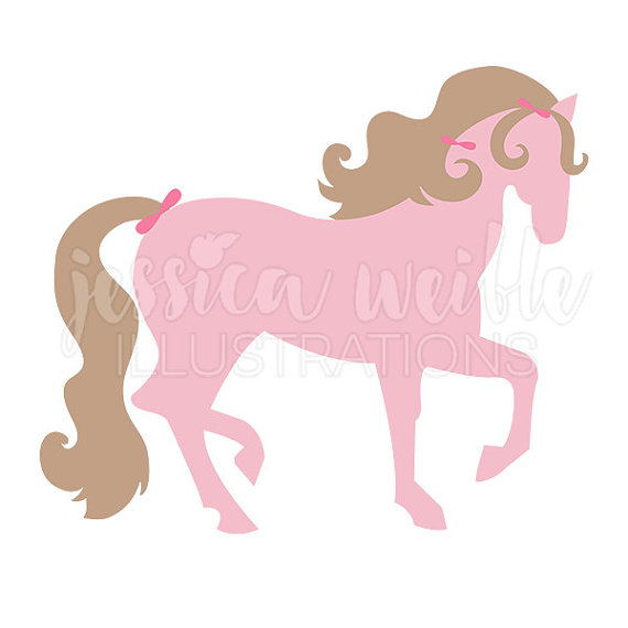 570x570 Pretty Pink Pony Cute Digital Clipart, Girls Pink Horse Clip Art