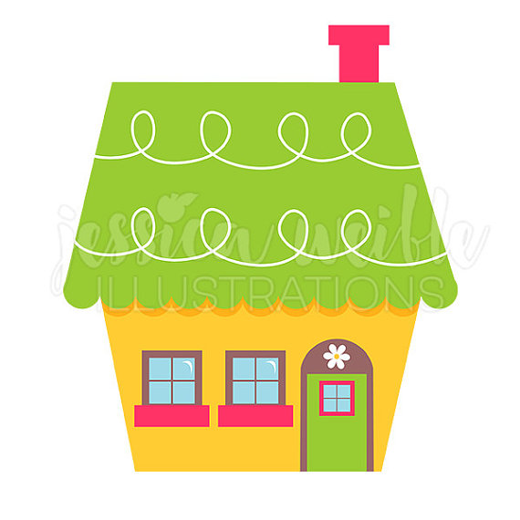 570x570 Cute Little Yellow House Digital Clipart Home Clip Art Cute