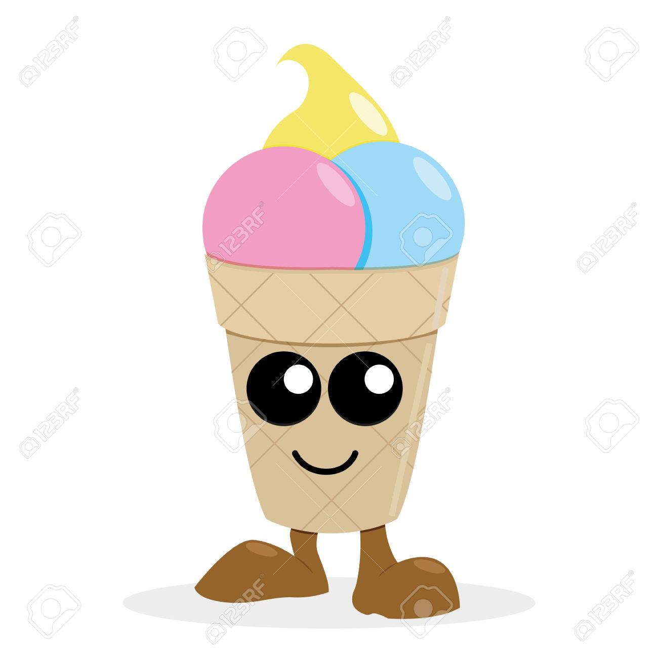 1300x1300 Vector Cartoon Cute Ice Cream Isolated On White Background Royalty