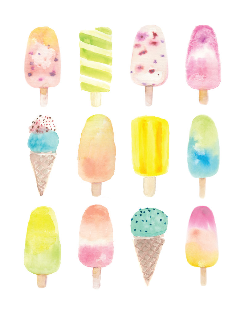 792x1008 Cute Watercolo Ice Cream Clipart