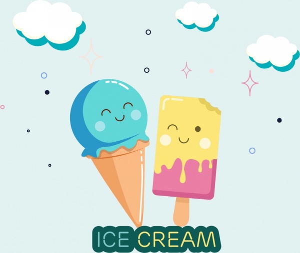 600x507 Ice Creams Background Cute Stylized Design Free Vector In Adobe