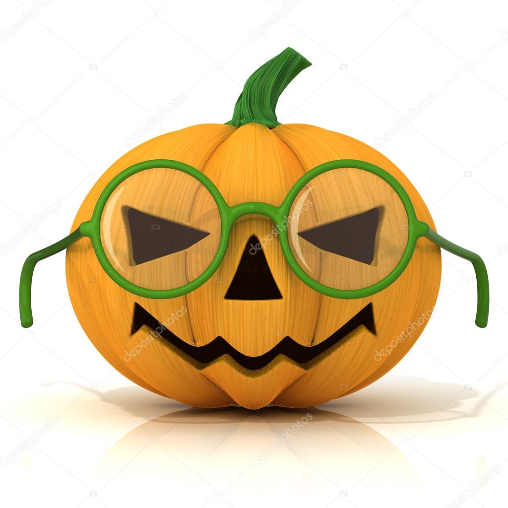 1024x1024 Funny Jack O Lantern. Halloween Pumpkin With Green Glasses