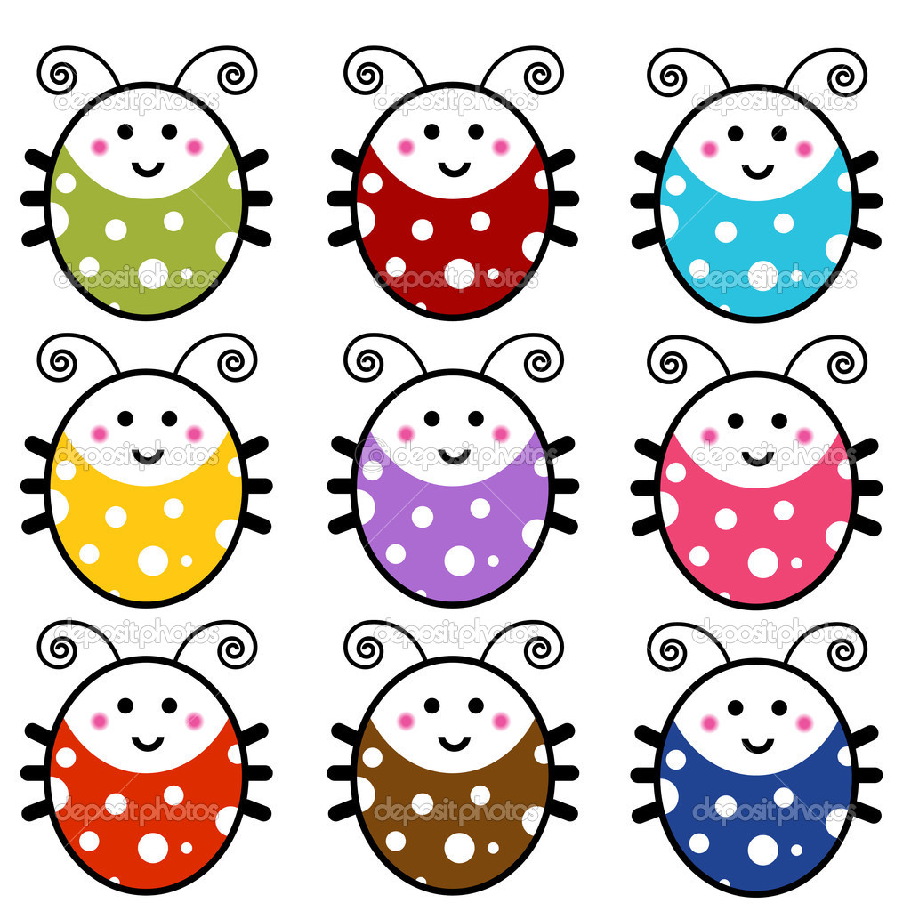 1024x1024 Cartoon Ladybug Cute Cartoon Ladybug Set Stock Vector John