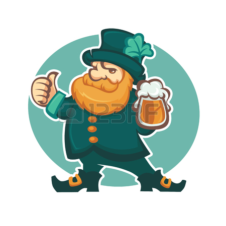 450x450 Cute Leprechaun Illustration With Draft Beer For Your St