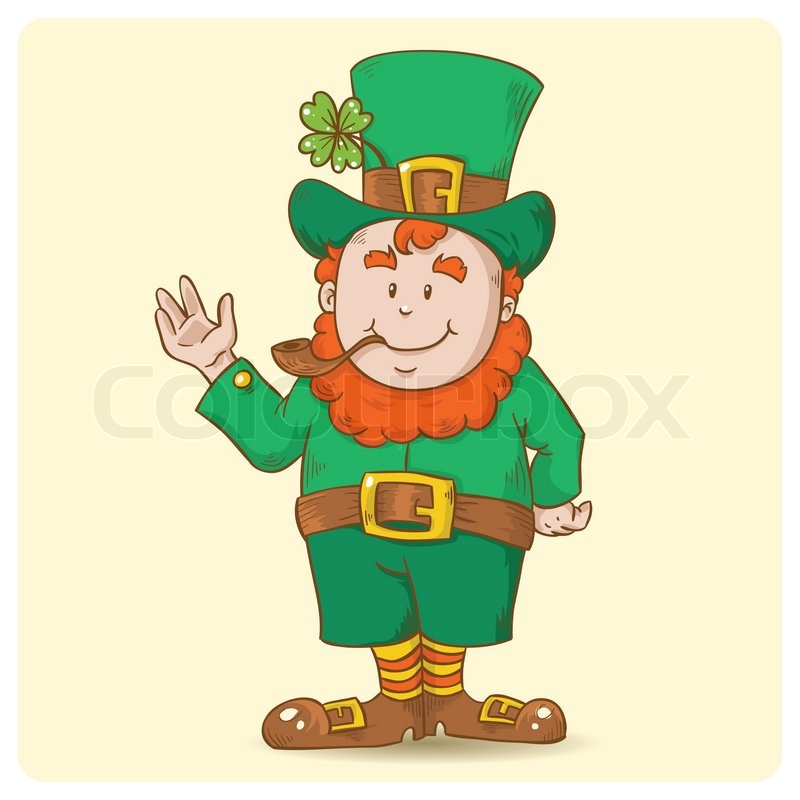 800x800 Cute Saint Patrick's Leprechaun In Top Hat, Smoking A Pipe Alone