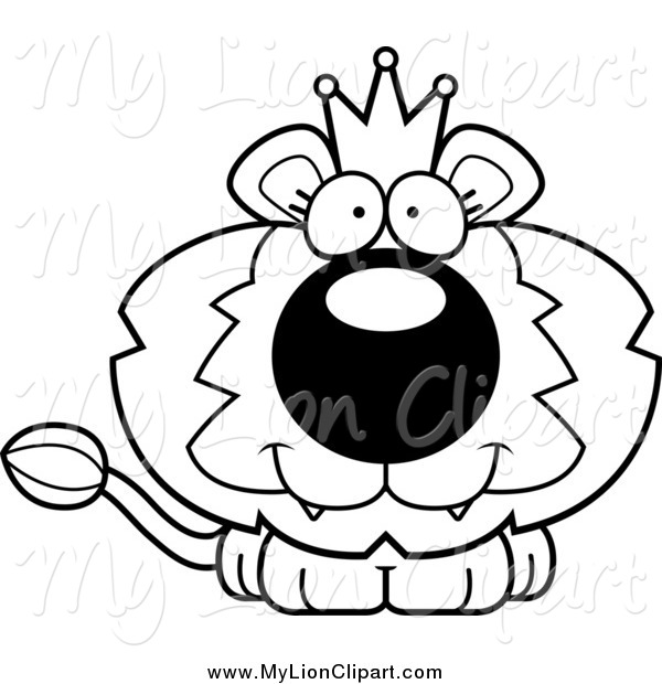600x620 Clipart Of A Black And White Cute Happy King Lion Cub By Cory