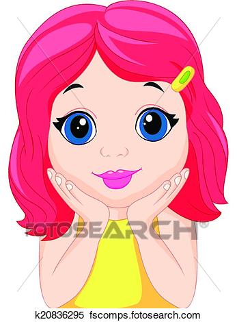 347x470 Clipart Of Cute Little Girl Cartoon Posing K20836295