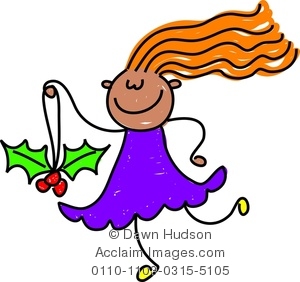 300x282 Image Of Cute Little Girl Holding A Sprig Of Christmas Holly