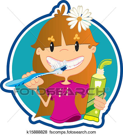 430x470 Clip Art Of Cute Little Girl Washing Teeth K15888828