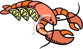 350x206 Picture Of A Cartoon Lobster With Cut Up Limes In A Vector Clip