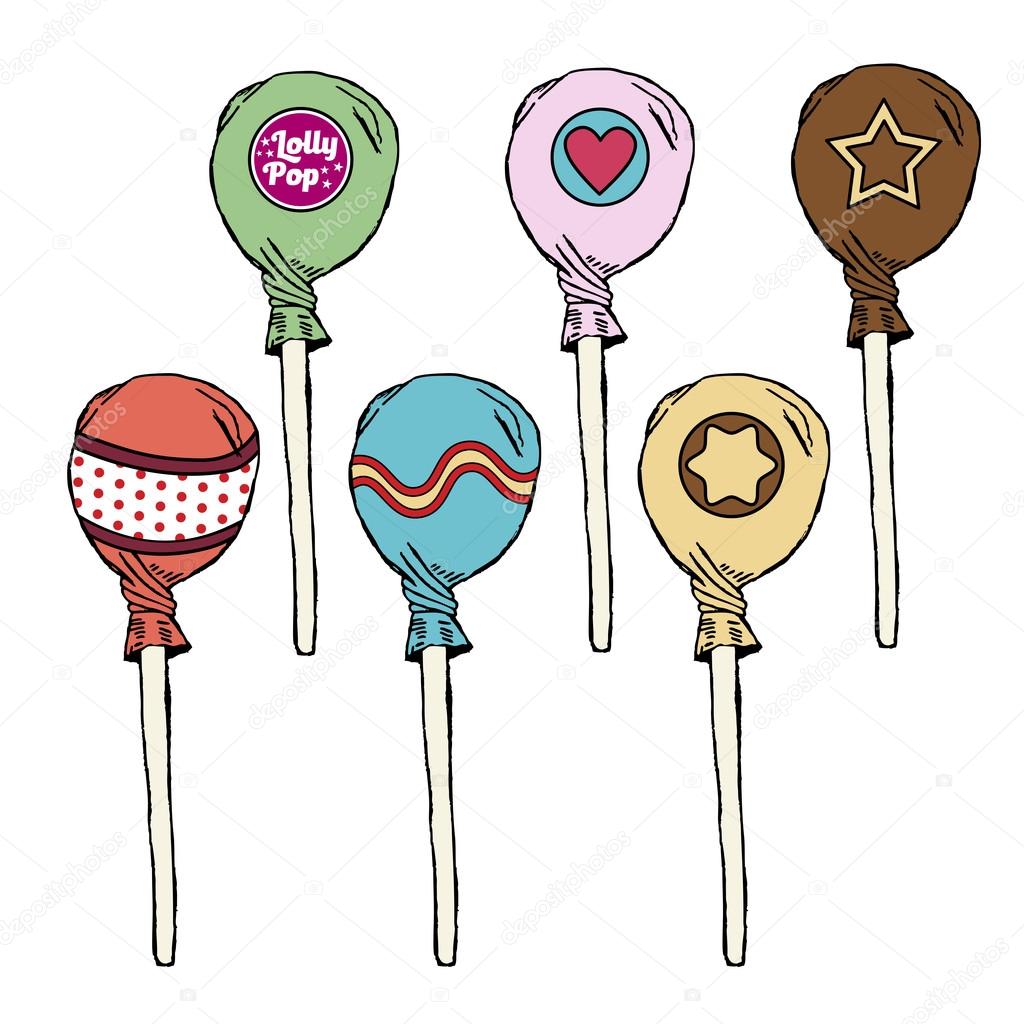 1024x1024 Cute Retro Style Lollipops Stock Vector Jugulator