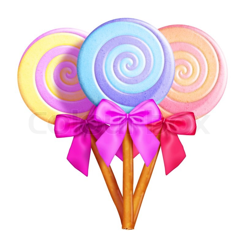 797x800 Illustrated Whimsical Lollipops With Bows Stock Photo Colourbox