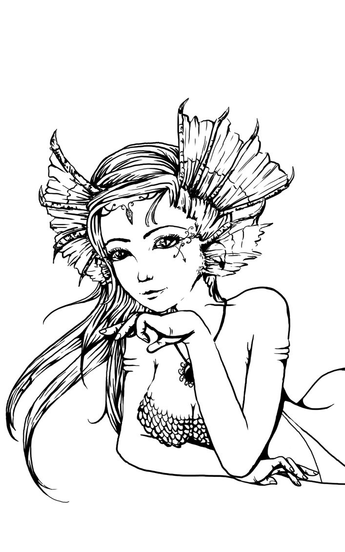 707x1131 Lying Mermaid Drawing (Unfinished) By Eaglefriend