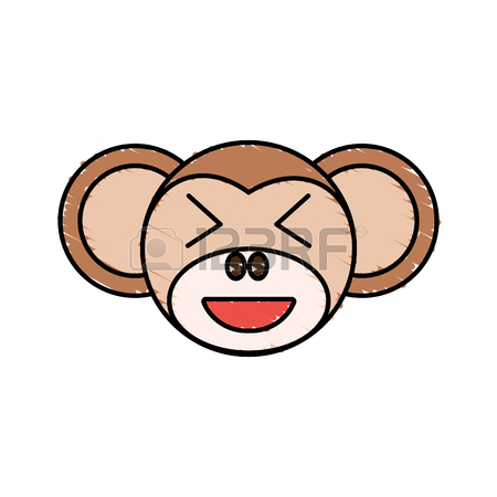 450x450 Monkey Cartoon Drawing Head Vector Icon Illustration Faceless