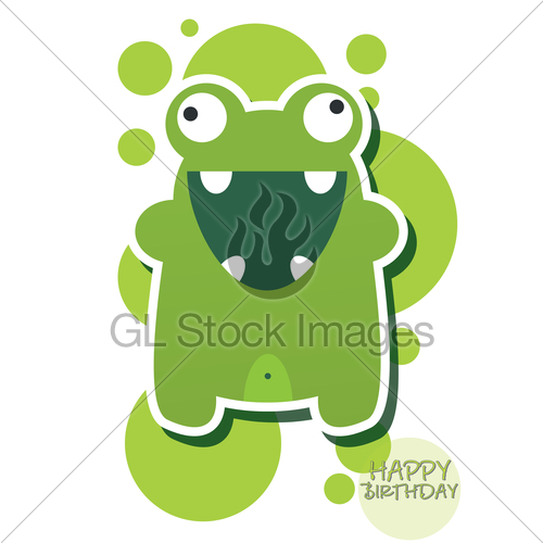 500x500 Monster Happy Birthday, Or Valentine's Card With Cute Mon Gl