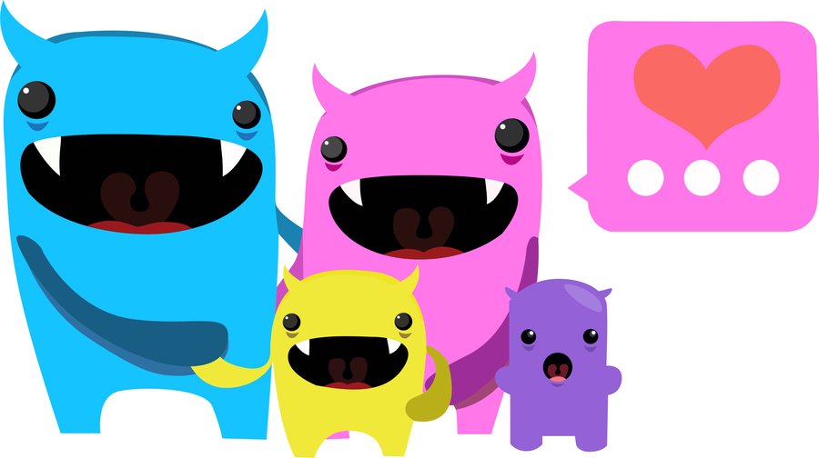 900x504 Cute Monster Family By Asoulofanartist