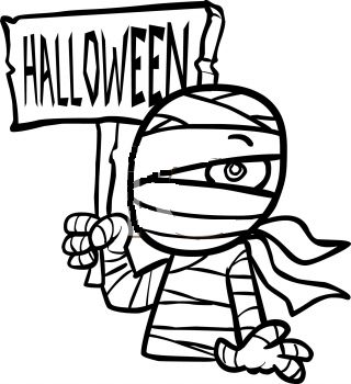 320x350 Mummy Clipart Halloween Coloring Page