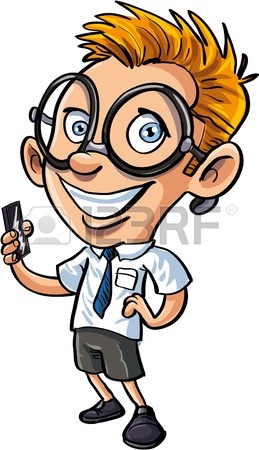 259x450 Cute Cartoon Nerd With Mobile Phone Royalty Free Cliparts, Vectors