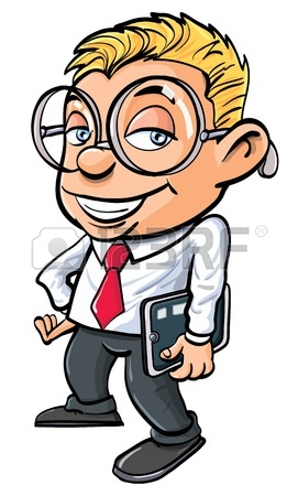 271x450 Cartoon Cute Nerdy Office Worker With Tablet Pc Royalty Free