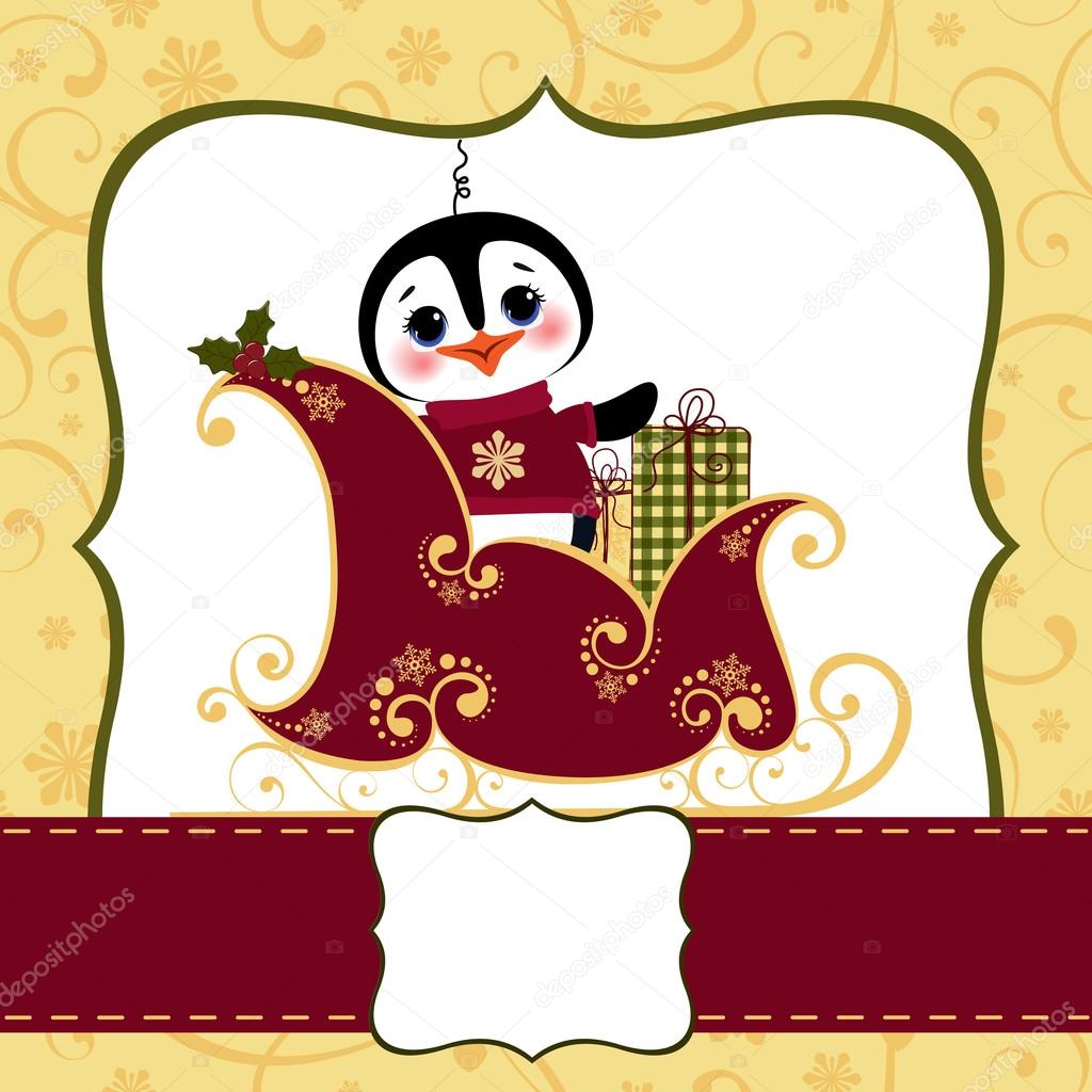 1024x1024 Cute Christmas New Year Postcard Template Stock Vector