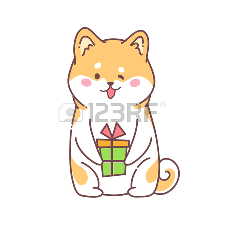 450x450 Greeting Card Happy New Year. Vector Illustration Hussy Dog