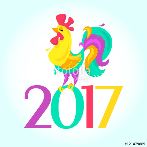 500x500 New Year Cute Cartoon Rooster Vector Illustration. Rooster, Cock