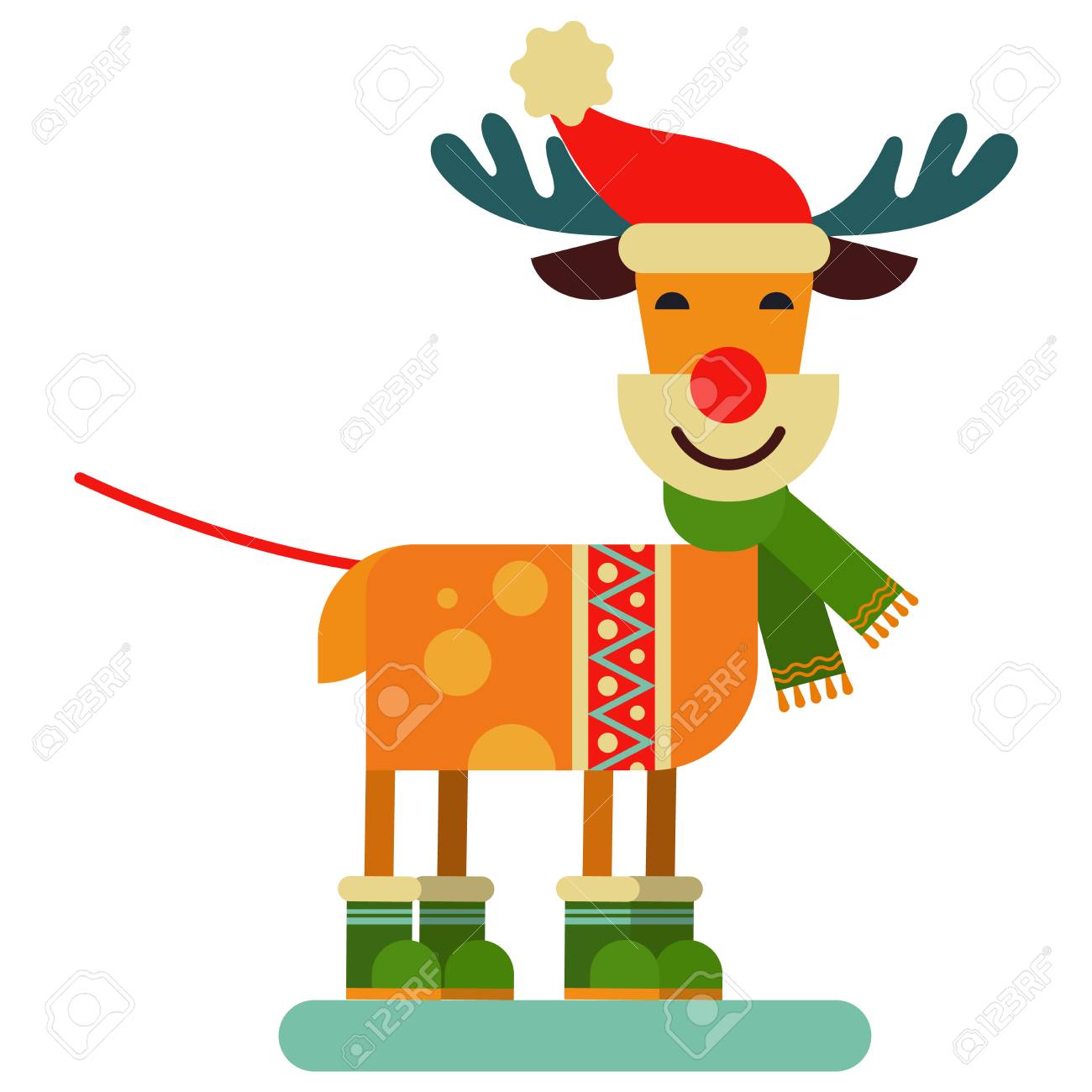 1300x1300 Christmas Cute Reindeer Santa Claus Character Vector New Year
