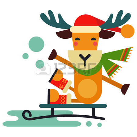 450x450 Christmas Cute Reindeer Vector Character New Year Illustration