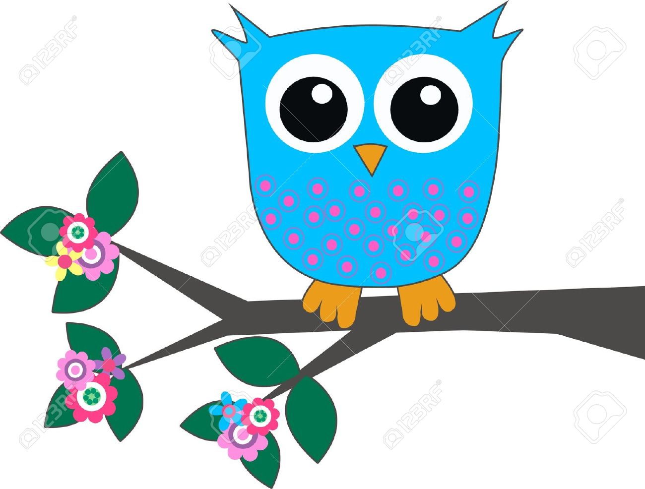 1300x986 Cute Blue Owl Clipart